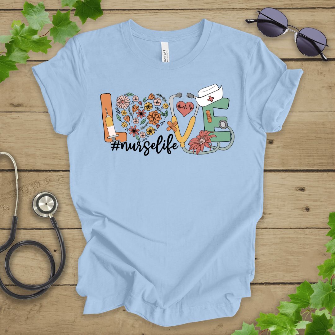 Love Floral Nurse T-shirt