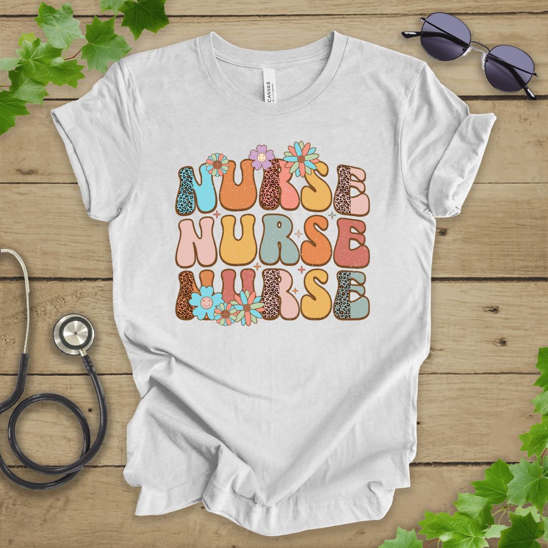 Retro Floral Nurse T-shirt