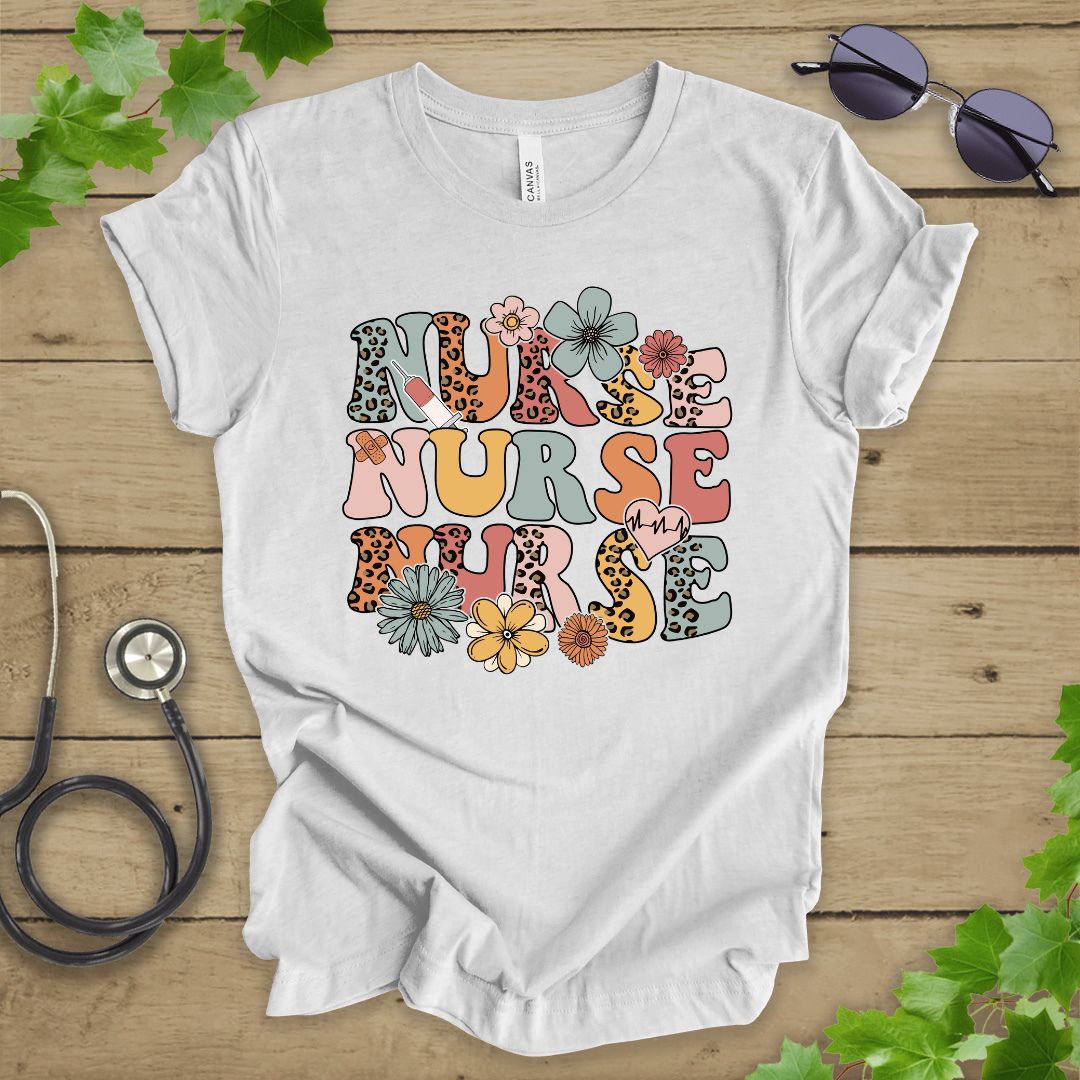 Retro Floral Nurse T-shirt