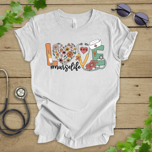 Love Floral Nurse T-shirt