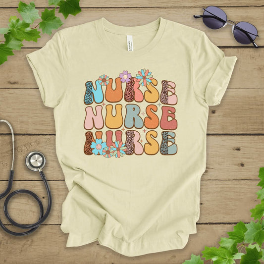 Retro Floral Nurse T-shirt