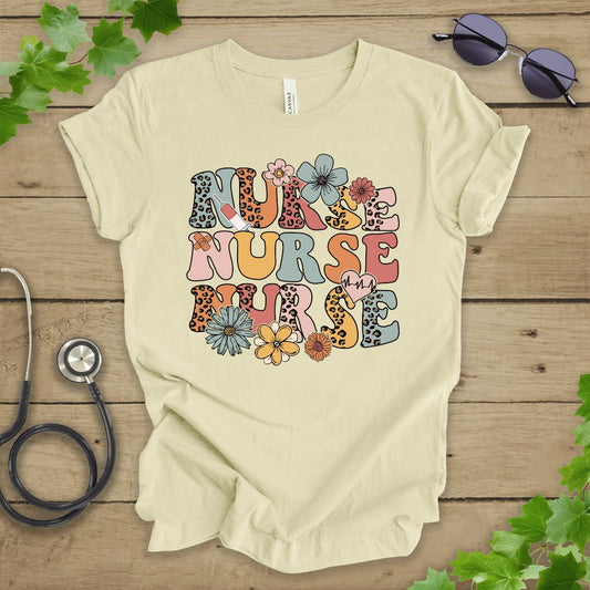 Retro Floral Nurse T-shirt