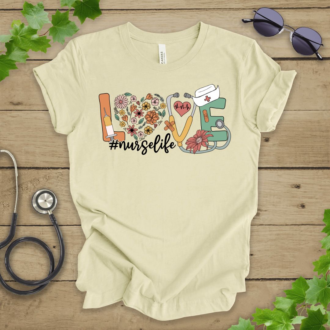 Love Floral Nurse T-shirt