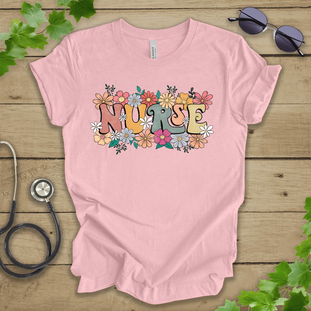 Retro Floral Nurse T-shirt